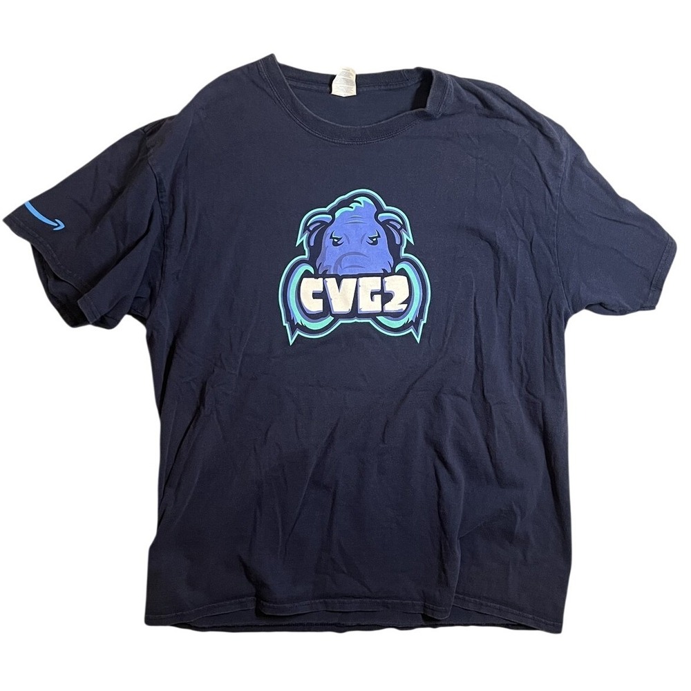 Port & Company Essential Tee Men's XL Navy CVG2‎ Graphic T-Shirt Amazon Logo